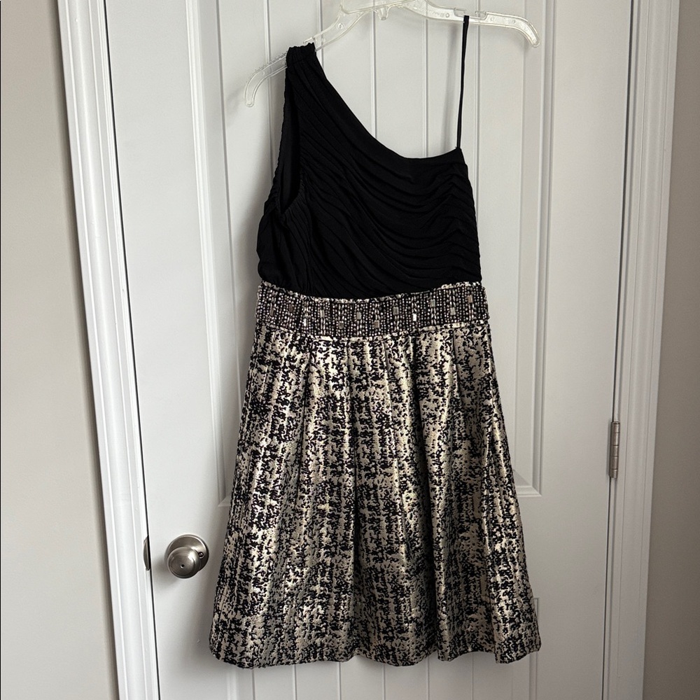 Black and Gold One Shoulder Dress